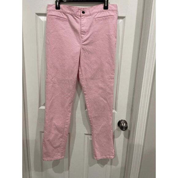 Ralph Lauren Denim Jeans Women Size 10 Light Pink Straight Leg Ankle Zip Pockets - Picture 1 of 7